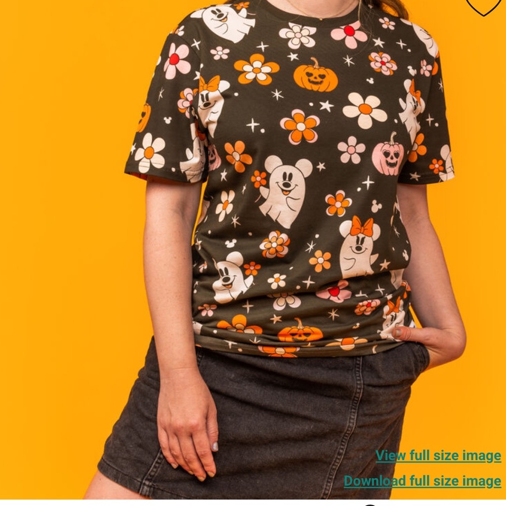 Loungefly Ghost and Pumpkin Floral Tee - Black and Orange